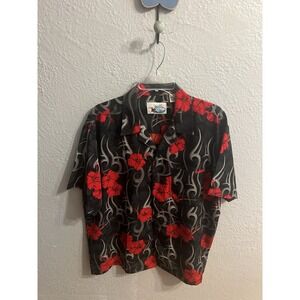 Ocean Current Men's Hawaiian Print Button‎ Down Shirt Mens Medium
